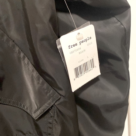 ❌SOLD❌ NWT [Free People] Midnight Black Full-Zip Bomber Jacket Women’s Sz Large - Picture 12 of 13